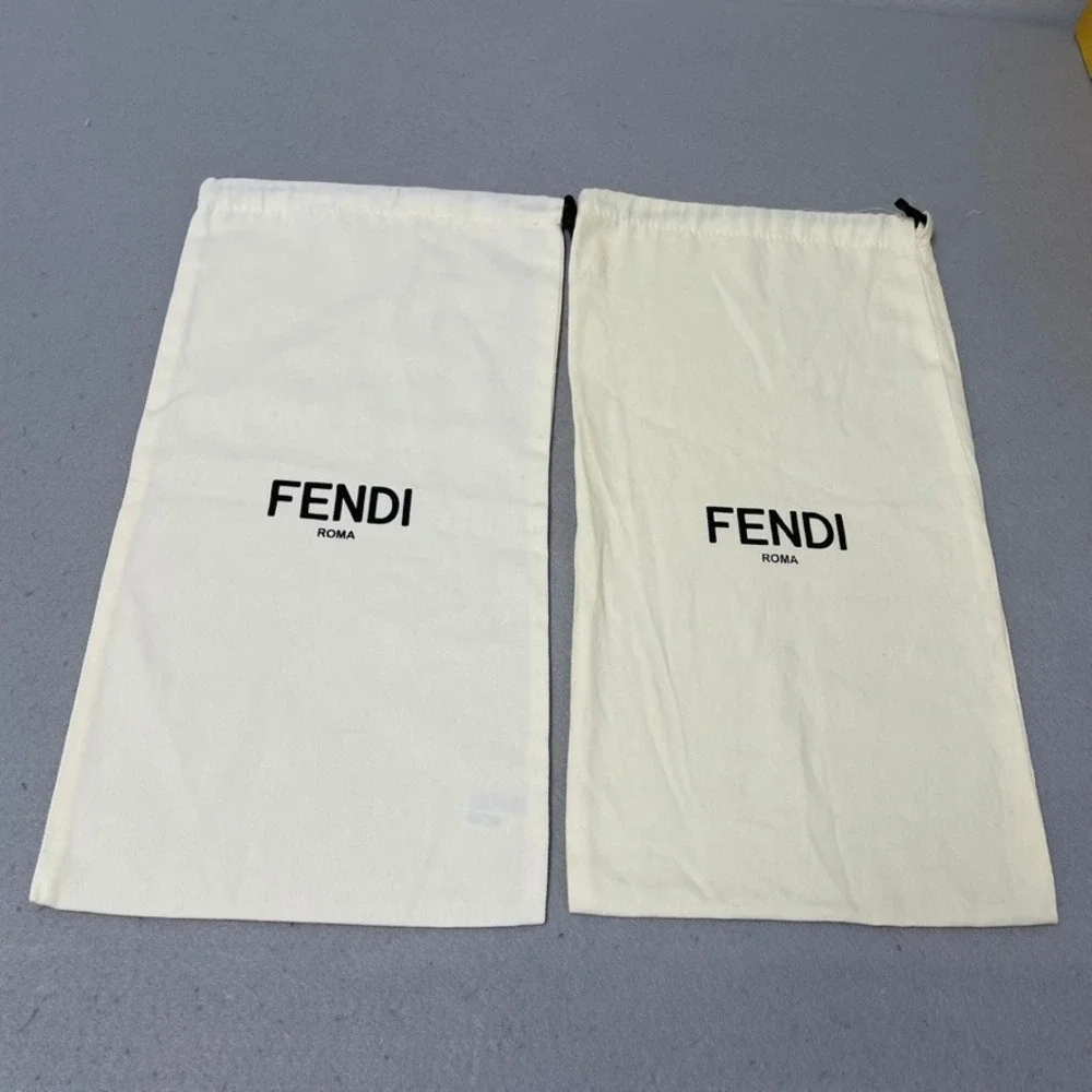Fendi Shoe Box and Dust Bags Yellow Logo Authentic Storage Set 13.5x7.5x5